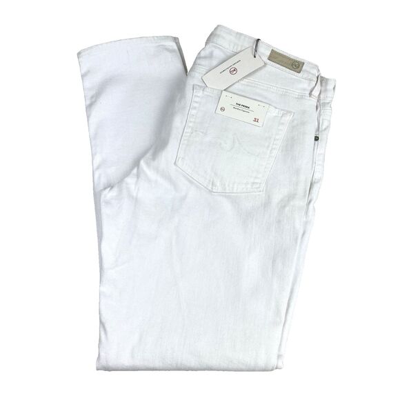 AG Adriano Goldschmied The Prima Jeans 31R White Denim Mid Rise Cigarette New - Picture 1 of 16